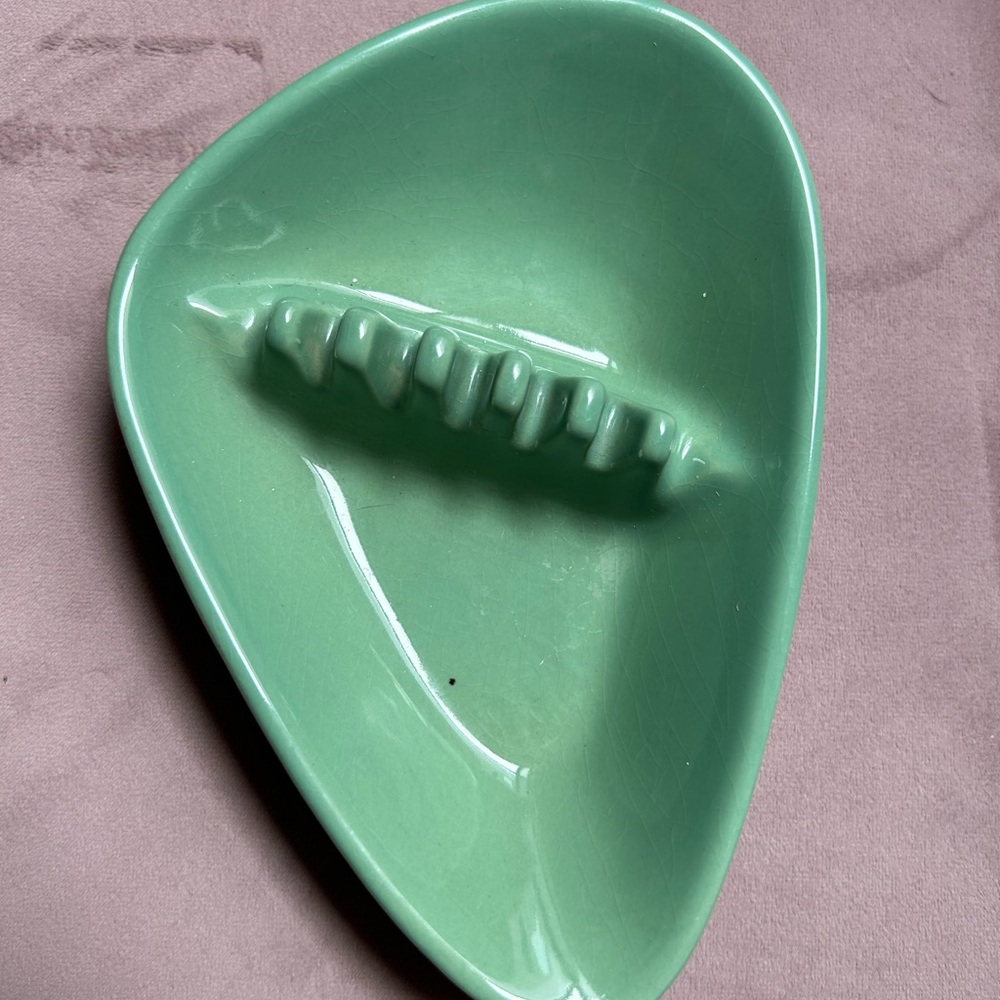 Green Ceramic Ashtray, Retro Coors Pottery Ashtray, Anholt Teal, from Colorado